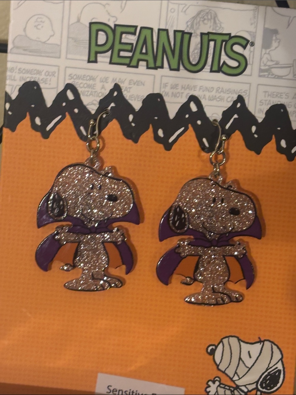 Peanuts Sparkly Vampire Earrings for Sensitive Ears